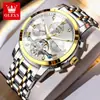 Reloj Marca Oulisi Modelo Nuevo Calendario Perpetuo Correa de Acero Multifuncional Resistente al Agua Luminoso Mecánico Reloj para Hombre Reloj para Hombre