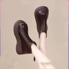 Botas Curtas de Solado Grosso para Mulheres 2026 Outono e Inverno Novo Estilo, Forradas com Lã, Engrossadas, Quentes, Bico Redondo, Couro, Estilo Birkenstock, Aumentadoras de Altura, Botas Martin