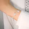 Pulseira Yixuan estilo coreano simples fresca fosca geométrica com contas redondas pulseira de estudante para o dia a dia dobrável de camada dupla com folha de bordo
