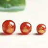 Pulsera de cuentas redondas de ágata roja grabada "Namo Amitabha", joyería budista DIY, cuentas de piedra de ágata de Buda