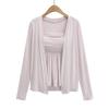 7604-25 Verano Nuevo Estilo Americano Suave Chaqueta sin Tirantes Cárdigan de Manga Larga Chaqueta Traje Casual de Dos Piezas para Mujer