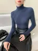 Ropa de Primera Línea Suéter de Cachemir para Mujer de Cuello Alto Sin Costuras Otoño e Invierno Nuevo Top Camiseta Base de Punto Versátil