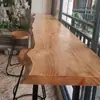 Mesa de bar de madera maciza, mesa de comedor de patas altas, mesa de barra de café, mesa para el hogar, mesa larga simple para tiendas de té de leche y snacks, montada en la pared