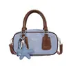 Bolsa de mão color block em jeans, bolsa pequena para mulheres, nova bolsa almofada, estilosa e simples, adequada para o trajeto diário, bolsa transversal