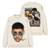 Camiseta de Manga Corta Estilo Retro Americano Transfronterizo con Estampado de Bad Bunny Suelta Resistente Cuello Redondo Sudadera con Capucha para Hombre