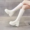Botas largas de moda para mujer, talla petite, no por encima de la rodilla, nueva colección otoño/invierno 2026, forradas de polar, caña alta, botas de montar, suela gruesa, botas de tacón alto robusto