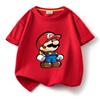Camiseta de manga corta de algodón para niño, verano 2023, nueva camiseta holgada y transpirable para niño, ropa de media manga de Mario