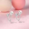 Pendientes de botón japoneses y coreanos de plata s925, elegantes pendientes con clip para la oreja sin perforaciones, pendientes de perlas sintéticas para mujer, pendientes de lujo ligeros de alta calidad con hebilla para la oreja.