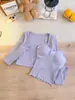 Conjunto de Dos Piezas de Cárdigan Camisola Estilo Puro Deseo para Mujer Otoño/Invierno Nuevo Estilo Chaqueta Corta Capa Base Top Interior
