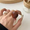 Anillo de Resina Marrón Manchado Maillard Europeo y Americano Anillo Personalizado Apilable para Dedo Índice Anillo Exagerado de Nicho Anillo