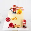 Decoración de Pastel Bombero Decoración Camión de Bomberos Héroe de Bomberos Niño Bombero Tarjeta de Cumpleaños Tarjeta para Hornear