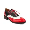 Zapatos Brogue Zapatos de Estudiante Bloque de Color Punta Redonda Con Cordones Zapatos de Mujer Zapatos Individuales D40-3