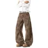 Estilo de calle, lujo ligero, diseño jacquard de moda, jeans de pierna recta, corte holgado para hombre, pantalones de pierna ancha estampados de moda