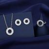 Comercio Electrónico Transfronterizo Más Vendido Nuevo Set de Lujo Europeo y Americano con Cortes Circulares, Escaleras, Cuadrados y Diamantes, Pendientes, Collar y Anillo Completamente Diamantados para Mujeres