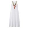 Amazon Vestido Nuevo Casual Holgado Algodón Lino Bohemio Sexy Sin Mangas Cuello V Profundo Abertura Lateral para Mujer