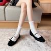 796-3 Altura del Arco Zapatos Mary Jane para Mujer 2024 Nuevo Otoño Zapatos Planos Franceses con Pedrería Zapatos para Mujer