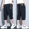 Pantalones Cortos Cargo de Seda Helada de Verano para Hombre Rectos Cropped Casuales Delgados Pantalones de Hombre 2025 Nuevo Estilo Pantalones Tubo