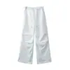 Pantalones de trabajo blancos de alta gama para mujer, estilo fino de verano, nuevos pantalones rectos ajustados 2026, pantalones casuales deportivos de pierna ancha