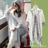 Estilo Extranjero Nuevo Chal Étnico Foto de Viaje Cuadros de Colores Moda Tejido Borla Viaje Dividido Capa Cálida Para Todo