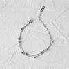 SL064 pulsera simple de estilo coreano de doble capa de bolas con cuentas doradas para mujer, acero de titanio chapado en color oro de 18 quilates, plata