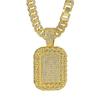 Colar Hip Hop Europeu e Americano Liga Completa Diamante Militar Marca Pingente Colar Cubano Personalidade Exagerada Moda Jóias Masculinas Fábrica Transfronteiriça
