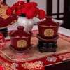 Cuenco de Boda, Dote de Novios, Taza de Té, Cuenco de Cerámica, Juego de Palillos y Cuchara, Suministros de Boda