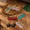 Pendientes de Aro Bohemio con Borla de Cuentas para Mujer, Pendientes Largos Hechos a Mano con Cuentas de Estilo Étnico, Viaje a Yunnan Tíbet