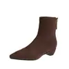 Botas Slimming Quadradas Retrô com Salto e Zíper Atrás Botas Curtas Femininas 2026 Outono/Inverno Novas Simples Versáteis Botas Martin