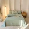 Lençol de Cama de Algodão Puro Tingido em Fio Algodão Lavado, Lençol de Cama Simples de Algodão, Capa de Edredom Estilo Japonês, Fronha Xadrez, Lençol de Cama de Seda Gelada