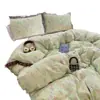 Conjunto de Roupa de Cama de Algodão Puro Novo Classe A Quatro Peças Capa de Edredom de Algodão Lençol Fronha Lençol com Elástico Roupa de Cama Conjunto de Três Peças para Dormitório Estudantil 4