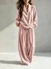 2026 Ropa Femenina Europea y Americana Sitio Independiente de Amazon Otoño/Invierno Nuevo Moda Casual Terciopelo Manga Larga Pantalón Largo Cuello Solapa Conjunto