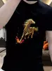 Camiseta de Manga Corta de Algodón Puro con Estampado de Caballo para Hombre, Estilo Rojo de Alta Gama para el Año del Caballo 2026, Top para el Año de Nacimiento