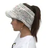 2018 AliExpress Sem Etiqueta CC Headband de Torção Chapéu de Lã para Rabo de Cavalo com Bico de Pato Topo Vazio Chapéu de Tricô com Ponto de Cor