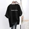 Camiseta de Manga Curta Algodão Puro com Efeito Emagrecedor Soltinha para Mulheres 2025 Estilo Coreano Estudante Soltinha 2025 Novo Top de Comprimento Médio