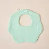 Babero para bebé de 6 capas para babas, hecho de tela crepé, color liso, forma de pétalo, gasa de algodón puro, Clase A, estilo con banda para el cuello ribeteada con encaje para recién nacidos