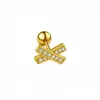 Brinco de osso de ouvido em aço inoxidável banhado a ouro 18K com zircônia, simples e único, joia de piercing requintada e compacta micro-incrustada