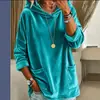 2026 Ropa de mujer europea y americana sitio independiente de Amazon sudadera con capucha de terciopelo con bolsillos, longitud media, holgada, top de manga larga