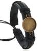 Pulseira Casual Tecida à Mão Estilo Étnico Couro PU Criativa DIY Base de Pedra do Tempo Pulseira Retrô