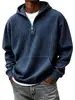 Sudadera con capucha a rayas de estilo europeo y americano para otoño e invierno, con media cremallera y manga larga, para hombre