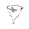 Anel Borboleta com Franja de Diamante Cintilante para Mulheres, Estilo Floresta, Anel de Dedo Indicador Borboleta Dançante com Corrente de Zircônia Redonda Ins Europeu e Americano Transfronteiriço