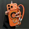 Lanyard con Soporte Plegable Compatible con Funda de Teléfono Apple 18pm iphone16 Textura de Cuero 17 Silicona 15 Color Sólido 14 Cobertura Total