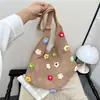 Comércio Exterior Transfronteiriço Flores Tecidas à Mão Estilo Coreano Estilo Preguiçoso 2026 Tecelagem de Palha Moda Diária Bolsa de Ombro Única Bolsa de Crochê