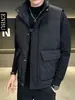 Chaleco de plumón Enbu para hombre de invierno con cuello alto, chaleco de trabajo de color liso de moda, chaqueta cálida sin mangas