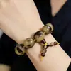 Pulseira de Contas de Buda de Chifre Imitado, Círculo Único Contas Redondas Contas Cilindricas, Pulseira Unissex de Chifre de Iaque Imitado de Alta Qualidade, Contas de Oração Colecionáveis, Joia de Mão
