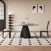 Mesa de Jantar Redonda Sólida Minimalista Estilo Italiano para Apartamentos Pequenos com Giratório, Mesa Redonda de Ardósia Estilo Mid-Century Simples Moderna para Uso Doméstico