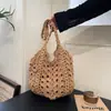 Bolso de Hombro Tejido Nuevo y Sencillo Estilo Vacacional para Mujer, Bolso de Paja Calado de Verano, Bolso Tote Versátil de Moda, Bolso de Mano