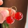 Tacones Altos de Encaje Vintage Tacones Altos de Calcedonia Roja Paloma Vítrea Natural Pendientes Gancho para Oreja Mujer