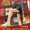 Botas stretch de alta qualidade 2022 nova moda primavera e outono botas de salto plano de camada única emagrecendo botas de couro alto botas femininas