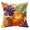 Funda de cojín estilo europeo y americano de lino sintético color verde coco con planta, funda de cojín decorativa para sofá, decoración del hogar, hecha a medida
