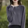 Primera línea listo para usar capa base suéter rojo mujer estilo otoño e invierno talla grande ropa de mujer top cuello redondo tejido capa base mujer